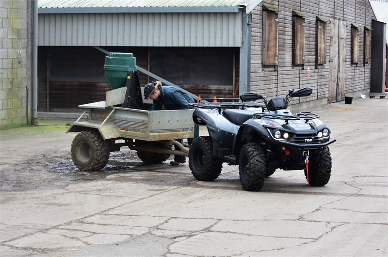 TGB Blade 520SL with lady farmer and trailer